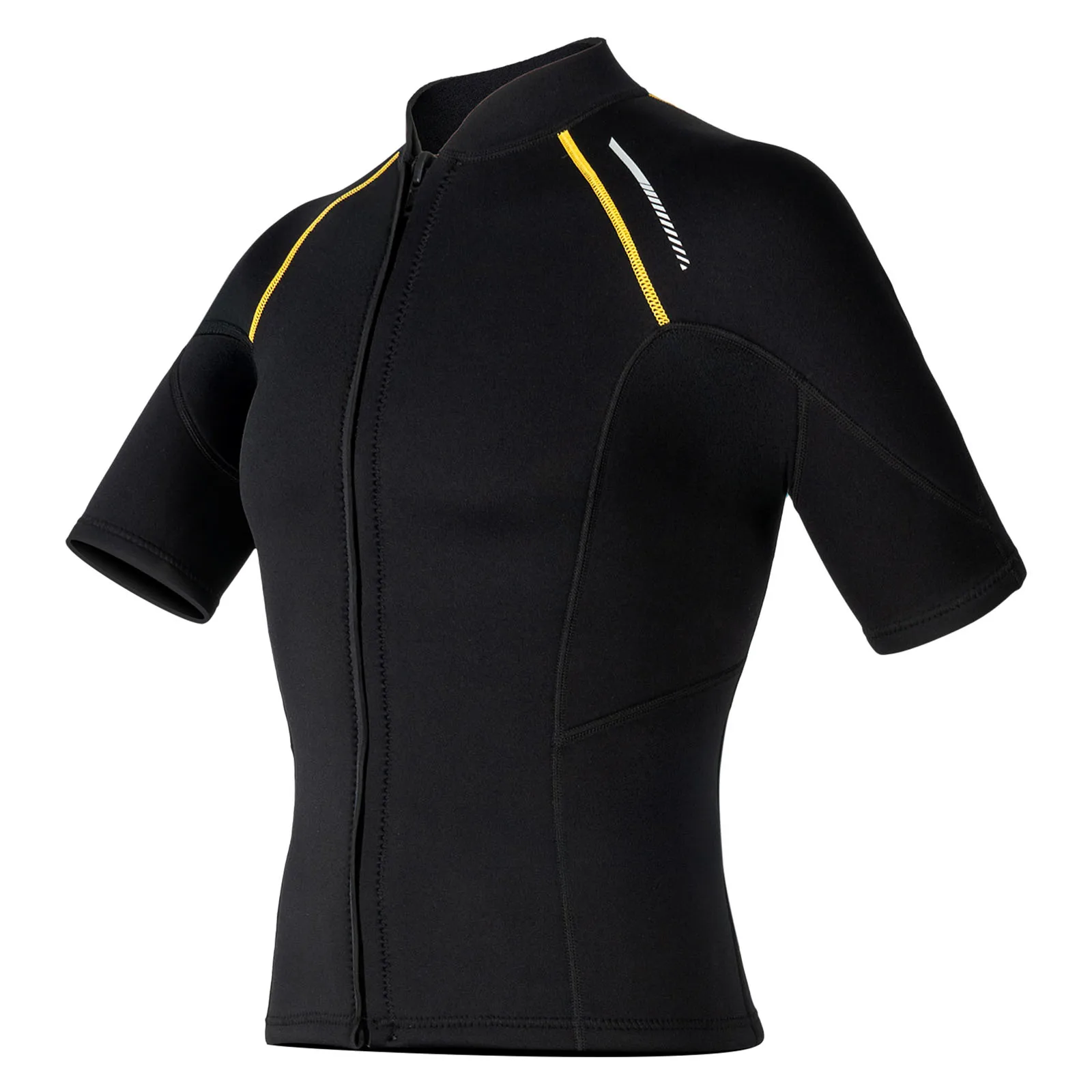 Mens Swim Tops Swimwear Beachwwear Short Sleeve Front Zip Wetsuit Top 1.5mm Neoprene Tops for Swimming Diving Surfing Snorkeling