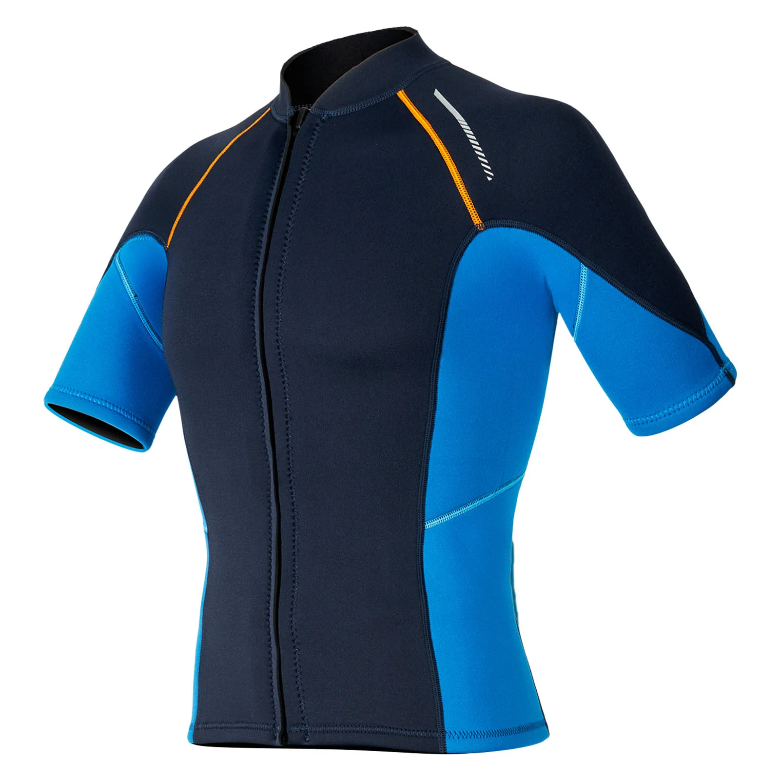 Mens Swim Tops Swimwear Beachwwear Short Sleeve Front Zip Wetsuit Top 1.5mm Neoprene Tops for Swimming Diving Surfing Snorkeling