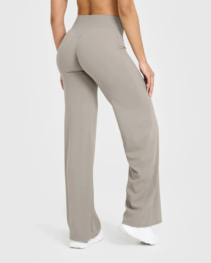 Straight Leg Pants Ultra Soft Butter Fabric Women Mid-Waist Yoga Pants Naked Feel Sports Leggings Pilates Running Sport Trousers