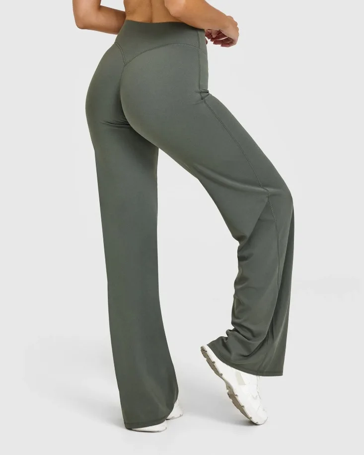 Straight Leg Pants Ultra Soft Butter Fabric Women Mid-Waist Yoga Pants Naked Feel Sports Leggings Pilates Running Sport Trousers
