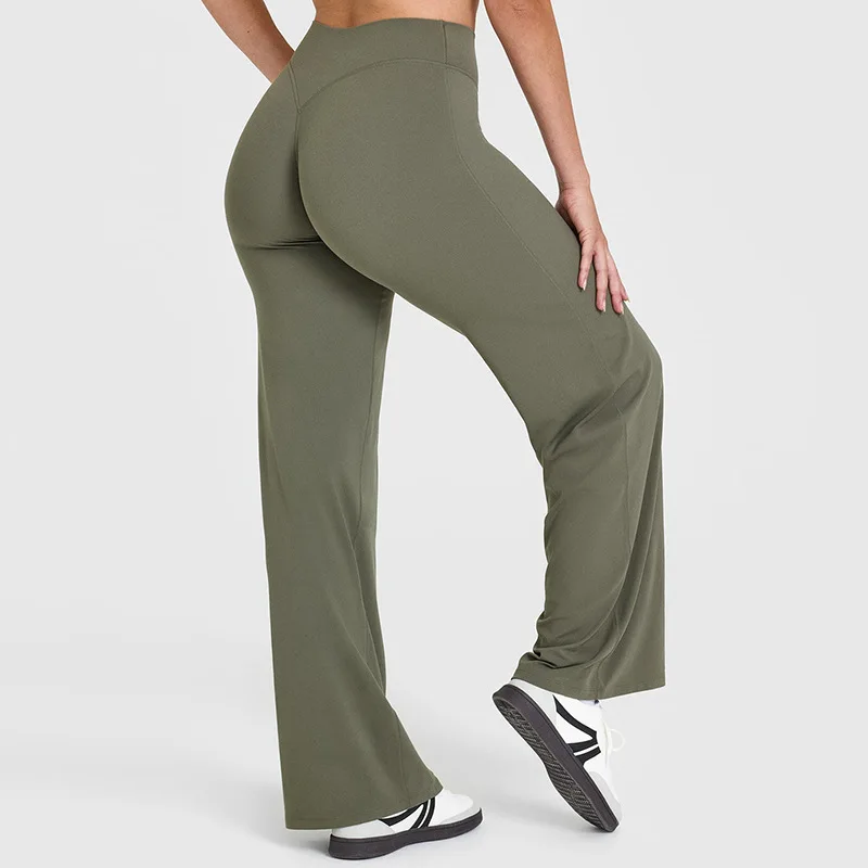 Straight Leg Pants Ultra Soft Butter Fabric Women Mid-Waist Yoga Pants Naked Feel Sports Leggings Pilates Running Sport Trousers