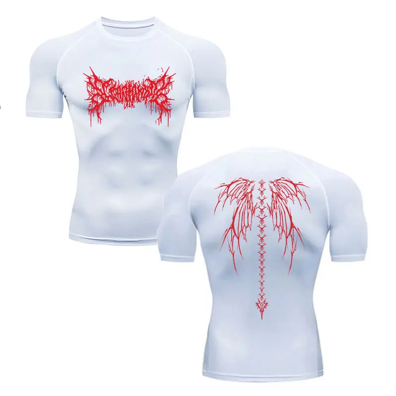 Y2K Compression Shirt Men Fitness Gym Skeleton Sport Running T-Shirt Rashgard Tops Tee Quick Dry Short Sleeve T-Shirt For Men