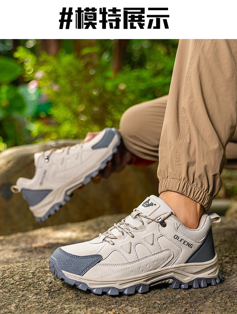Hiking Shoes Winter Retro Leather Outdoor Off-Road Black Antiskid Trail Running Footwear Mens Low Top Spring Mountain Sneakers