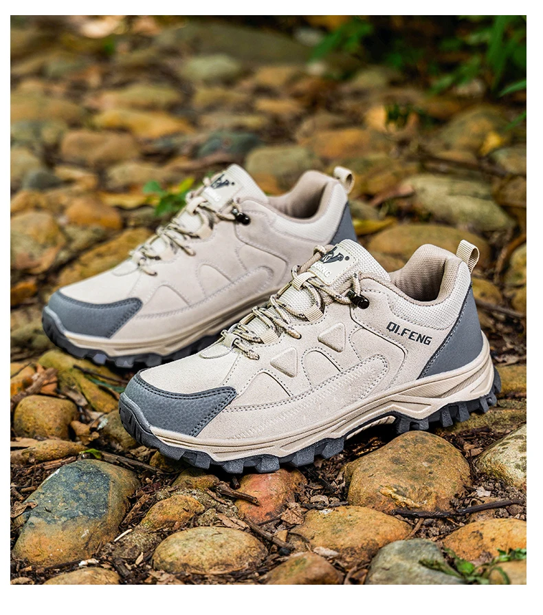 Hiking Shoes Winter Retro Leather Outdoor Off-Road Black Antiskid Trail Running Footwear Mens Low Top Spring Mountain Sneakers