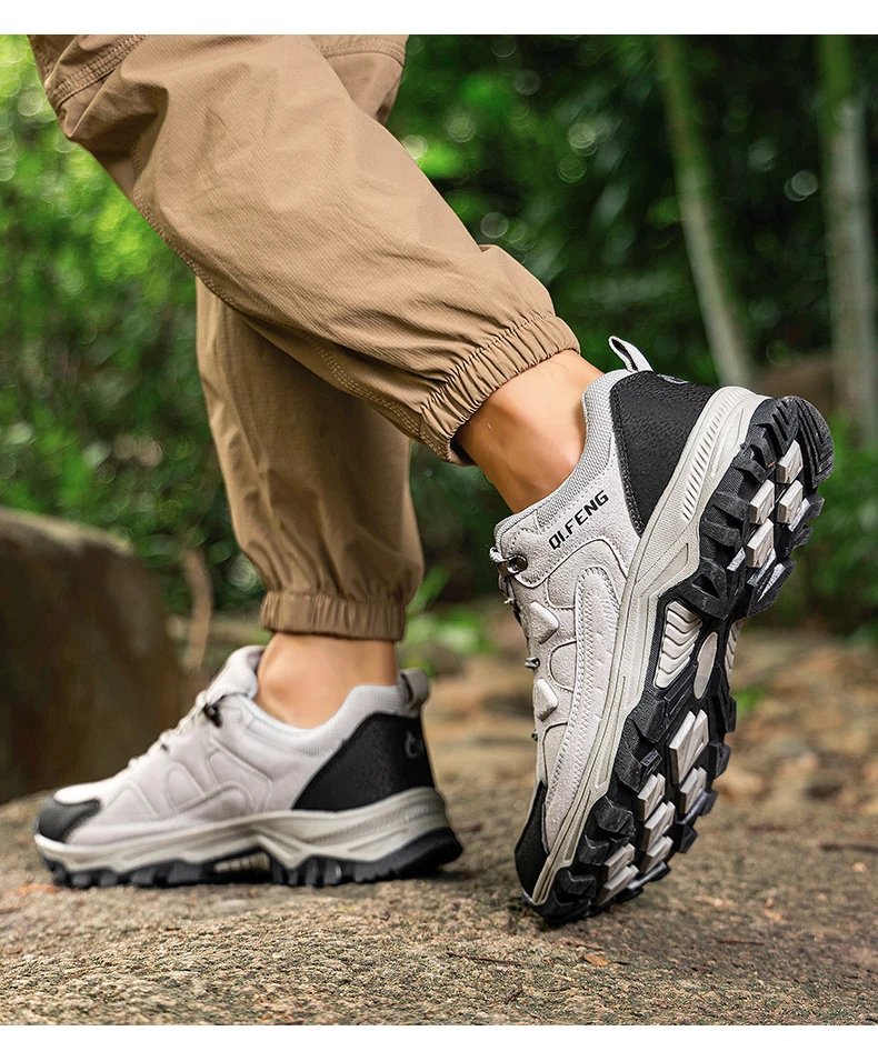 Hiking Shoes Winter Retro Leather Outdoor Off-Road Black Antiskid Trail Running Footwear Mens Low Top Spring Mountain Sneakers