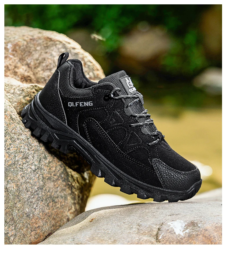 Hiking Shoes Winter Retro Leather Outdoor Off-Road Black Antiskid Trail Running Footwear Mens Low Top Spring Mountain Sneakers