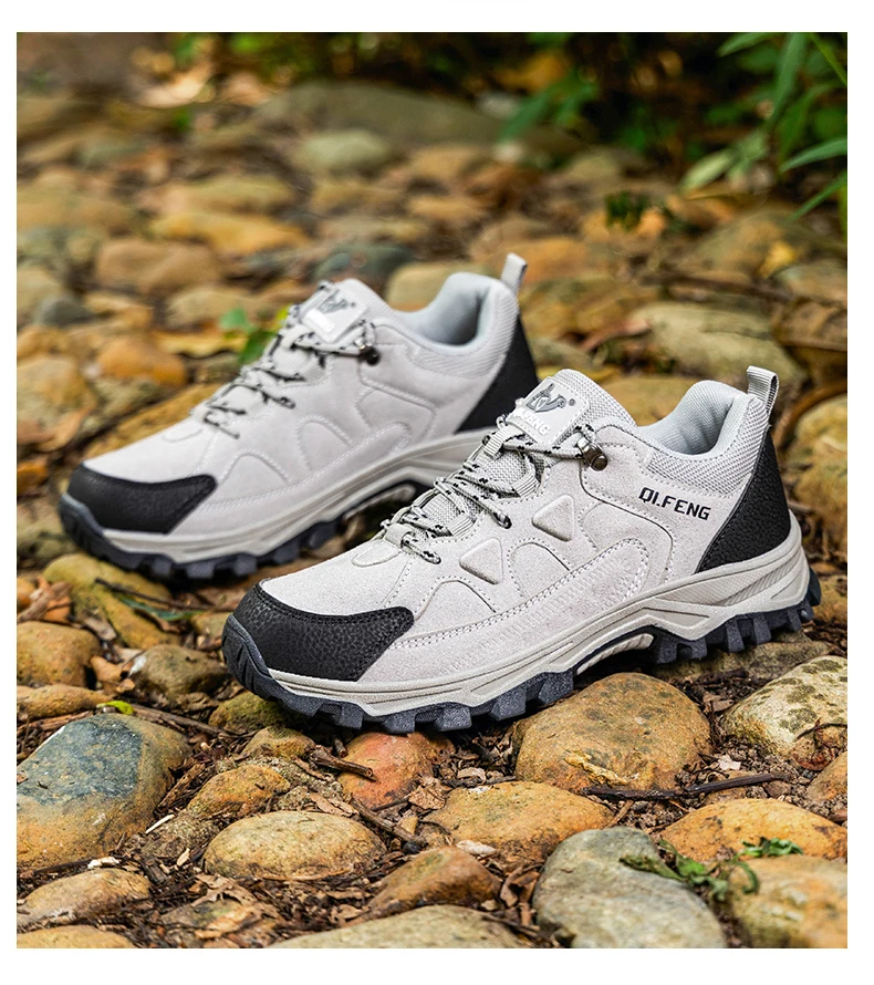 Hiking Shoes Winter Retro Leather Outdoor Off-Road Black Antiskid Trail Running Footwear Mens Low Top Spring Mountain Sneakers
