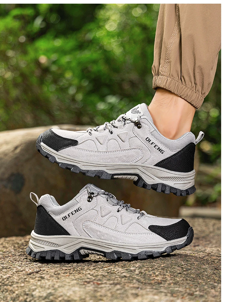 Hiking Shoes Winter Retro Leather Outdoor Off-Road Black Antiskid Trail Running Footwear Mens Low Top Spring Mountain Sneakers