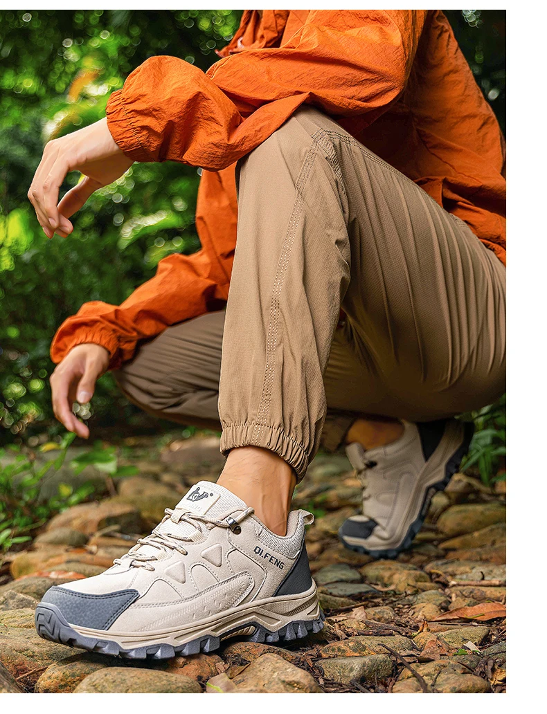 Hiking Shoes Winter Retro Leather Outdoor Off-Road Black Antiskid Trail Running Footwear Mens Low Top Spring Mountain Sneakers