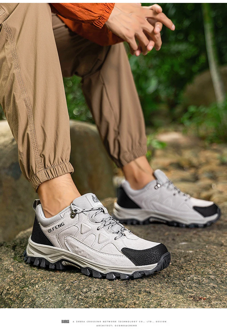 Hiking Shoes Winter Retro Leather Outdoor Off-Road Black Antiskid Trail Running Footwear Mens Low Top Spring Mountain Sneakers