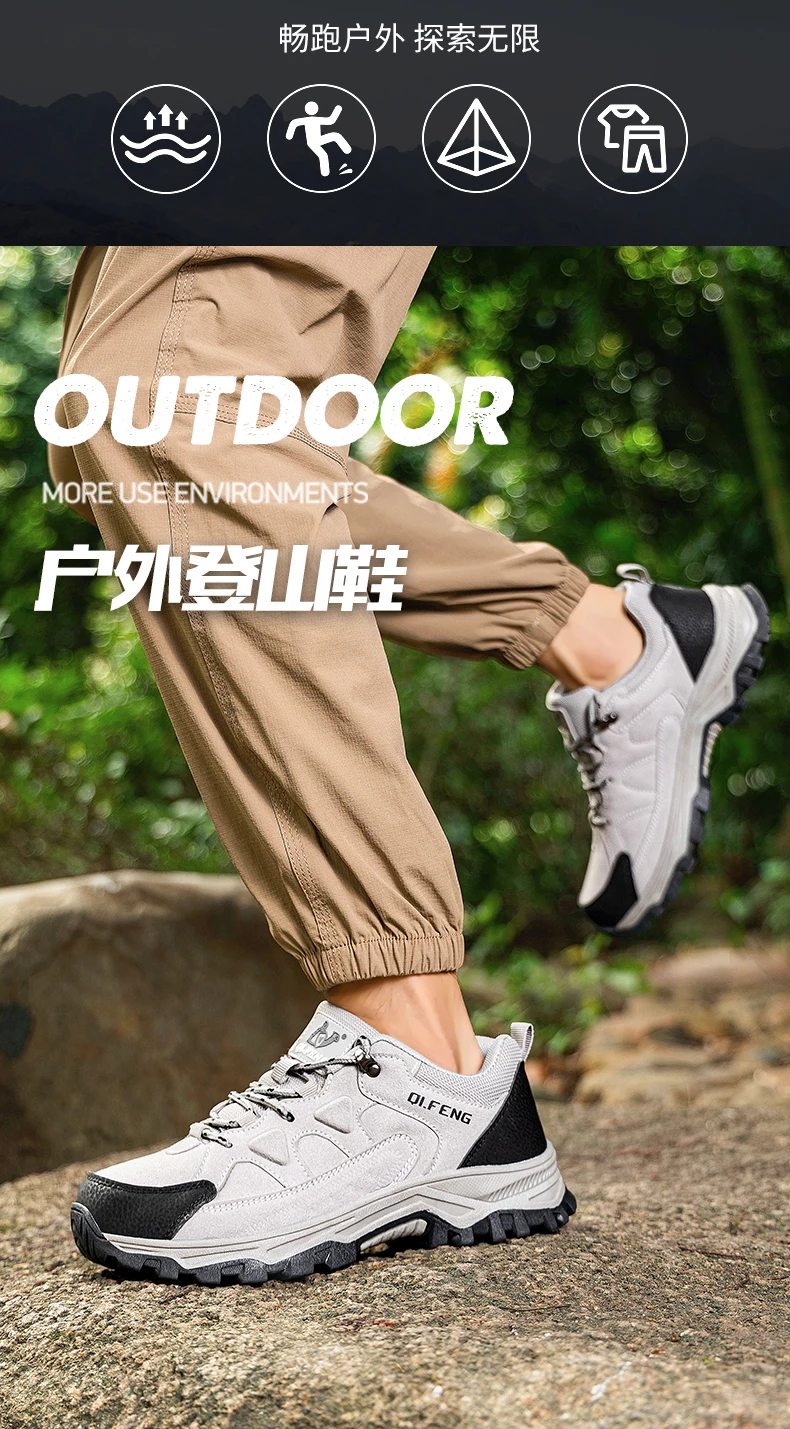 Hiking Shoes Winter Retro Leather Outdoor Off-Road Black Antiskid Trail Running Footwear Mens Low Top Spring Mountain Sneakers