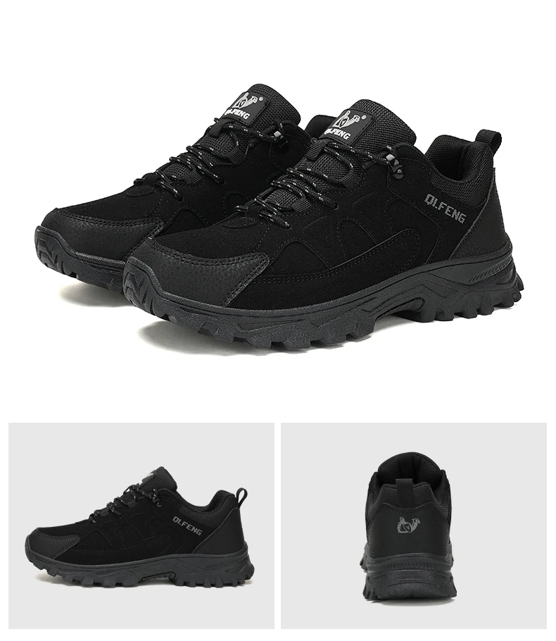 Hiking Shoes Winter Retro Leather Outdoor Off-Road Black Antiskid Trail Running Footwear Mens Low Top Spring Mountain Sneakers