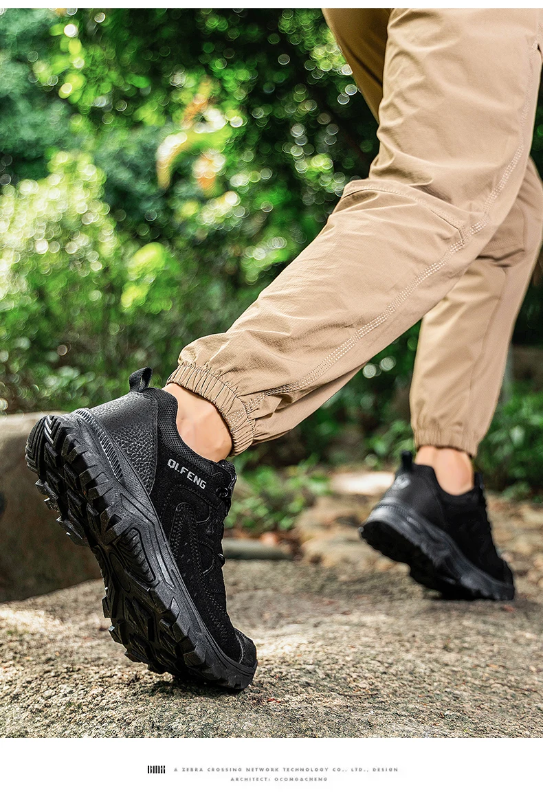 Hiking Shoes Winter Retro Leather Outdoor Off-Road Black Antiskid Trail Running Footwear Mens Low Top Spring Mountain Sneakers