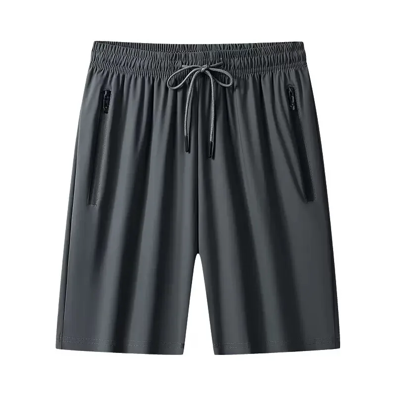 High Quality Men's Running Sports Shorts Luxury Zip Pocket Four-way Stretch Quick Drying Drapy Bottoms Loose Sportswear Summer