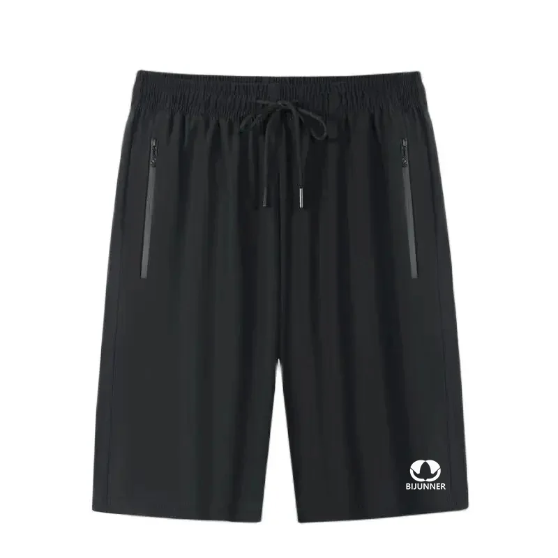 High Quality Men's Running Sports Shorts Luxury Zip Pocket Four-way Stretch Quick Drying Drapy Bottoms Loose Sportswear Summer