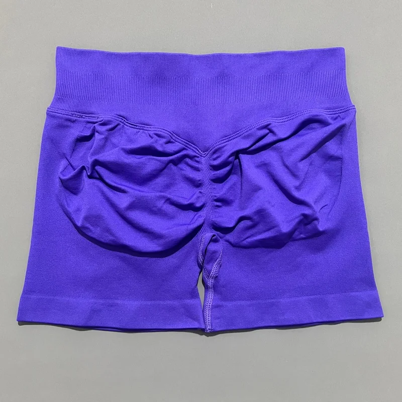 Histello Sports Shorts 4.5" Women Seamless Yoga Leggings Low Waist Scrunch Bum Tights Running Fitness Short Workout Gym Shorts