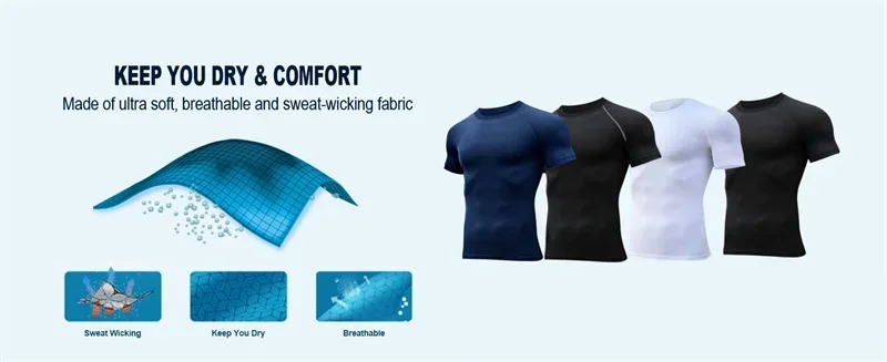 Compression T-Shirt Men's Summer Sportswear Running T-Shirt Elastic Quick Drying Sports Top T-Shirt Gym Dumbbell Exercise Shirt