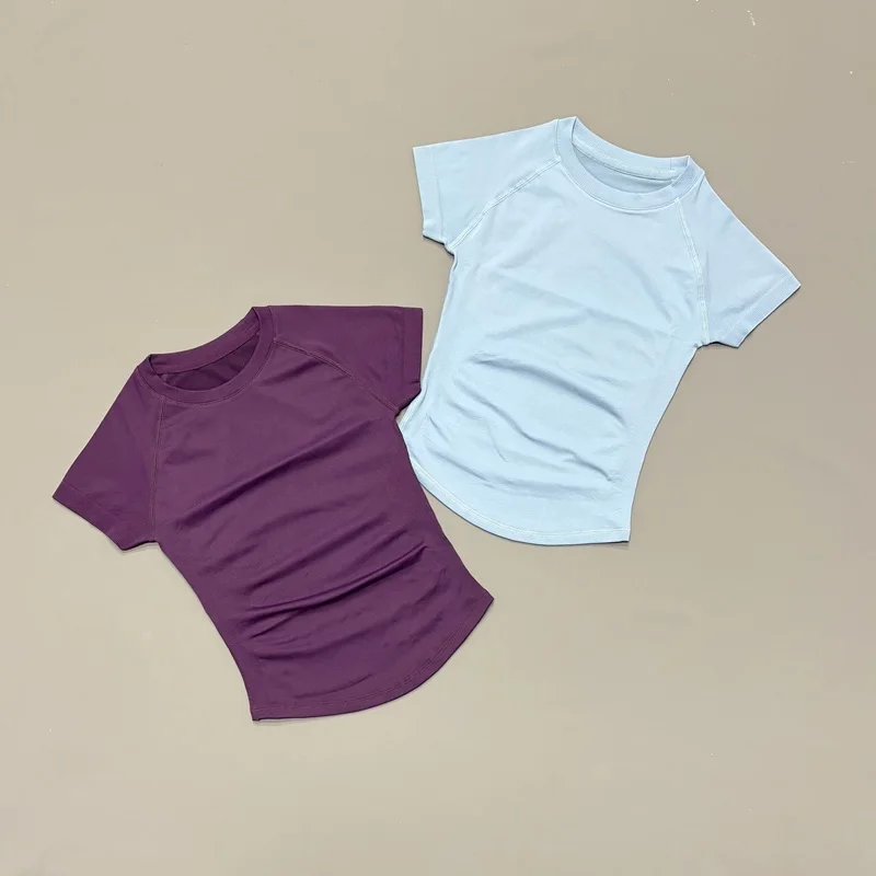 HISTELLO Women Short Sleeve Gym Workout Tops Slim Fit High Stretch Lightweight Yoga Running Fitness Casual Daily Sports Top
