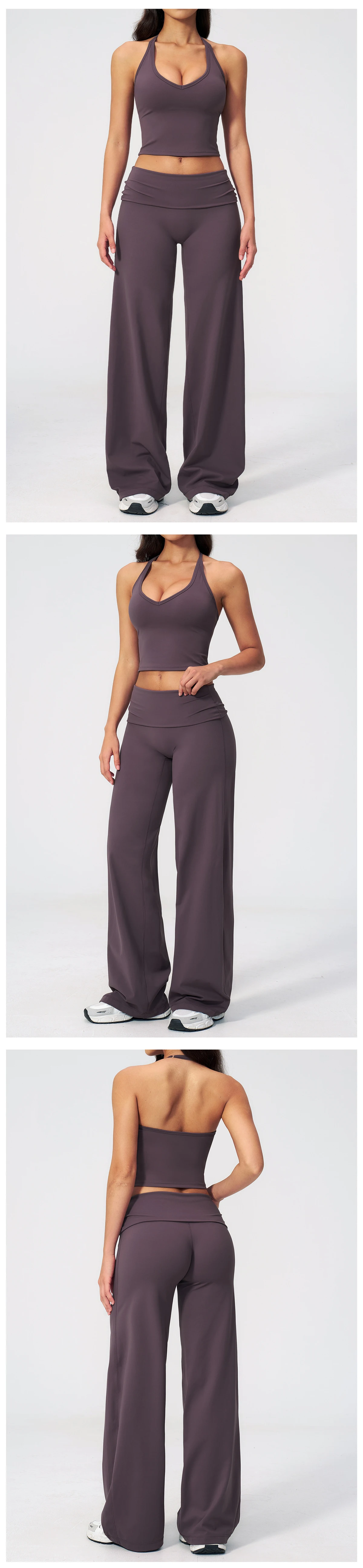 Women's Fitness Set Gym Tracksuit Breathable Sports Bra Flared Trousers Suit Workout Clothing Sportswear Female Athletic Wear