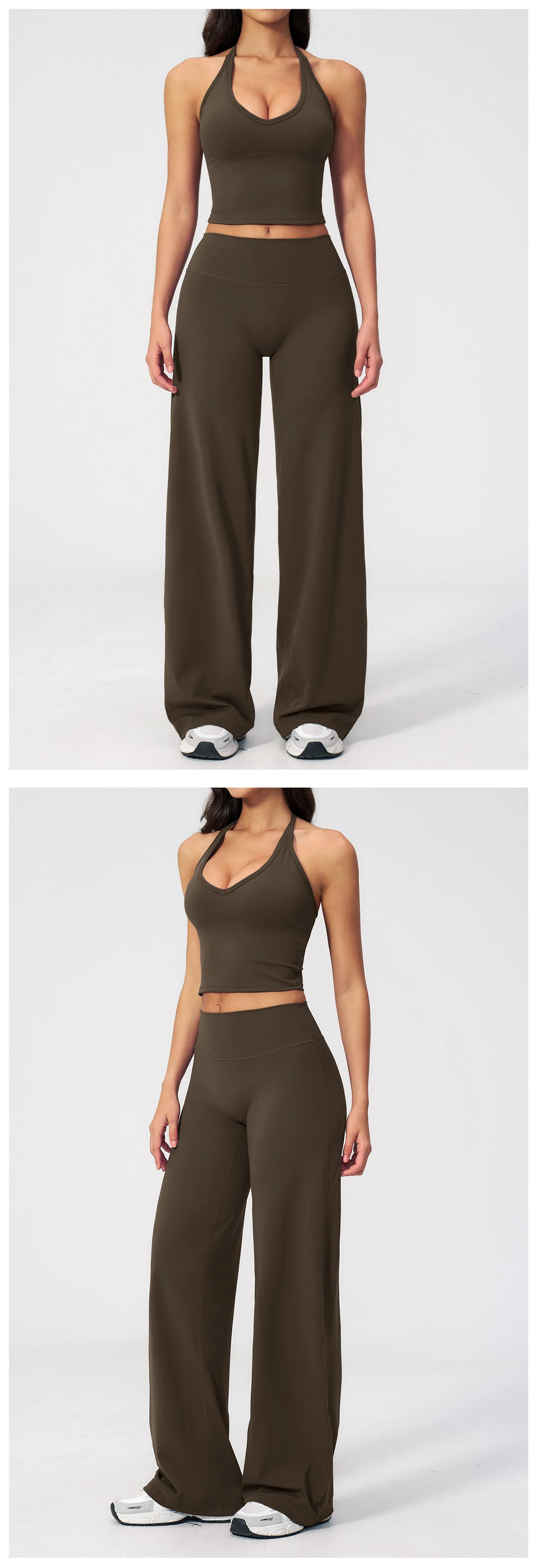 Women's Fitness Set Gym Tracksuit Breathable Sports Bra Flared Trousers Suit Workout Clothing Sportswear Female Athletic Wear