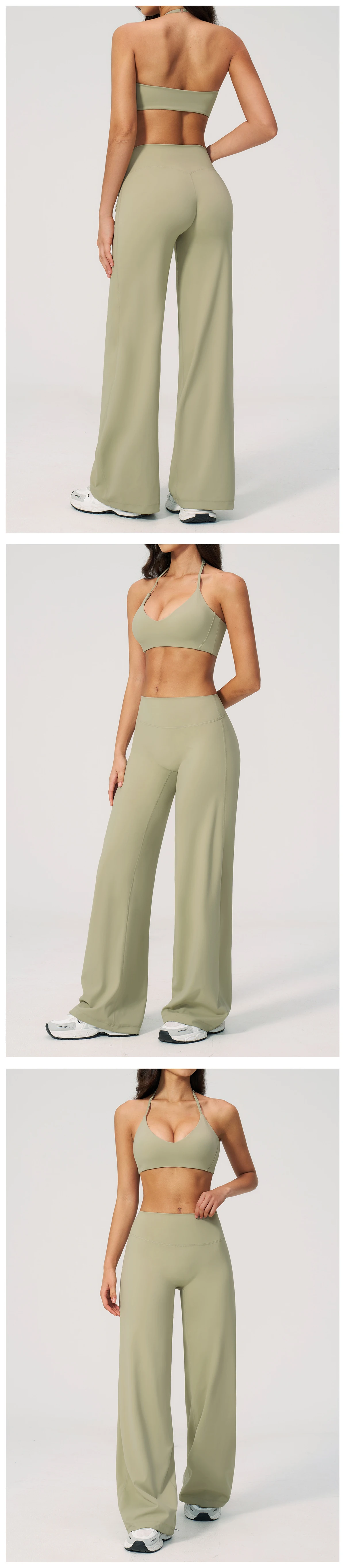 Women's Fitness Set Gym Tracksuit Breathable Sports Bra Flared Trousers Suit Workout Clothing Sportswear Female Athletic Wear