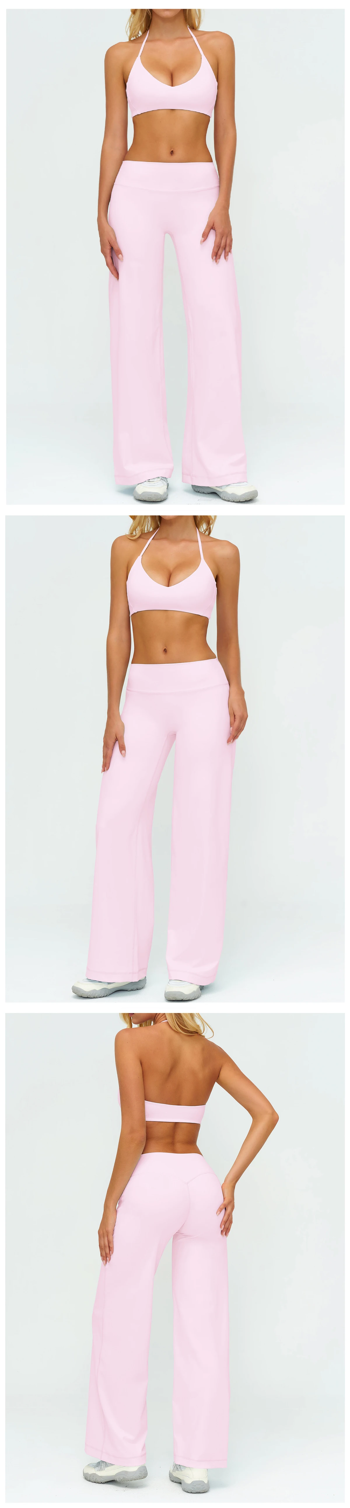 Women's Fitness Set Gym Tracksuit Breathable Sports Bra Flared Trousers Suit Workout Clothing Sportswear Female Athletic Wear