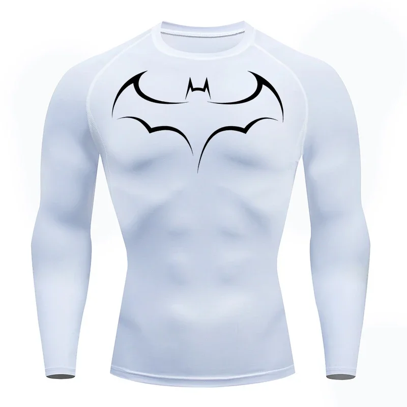 Bat Printed Men's Tight T-Shirt Running Compression T Shirt Gym Fitness Jogging Short Sleeve Male Casual Shirt Tops