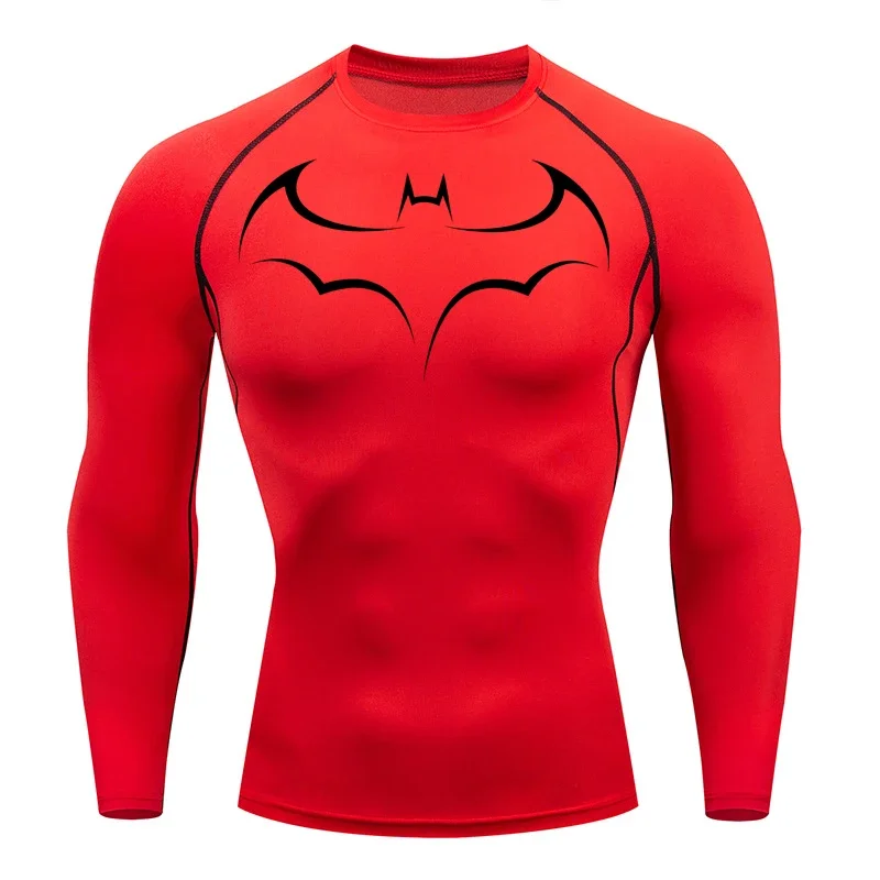 Bat Printed Men's Tight T-Shirt Running Compression T Shirt Gym Fitness Jogging Short Sleeve Male Casual Shirt Tops