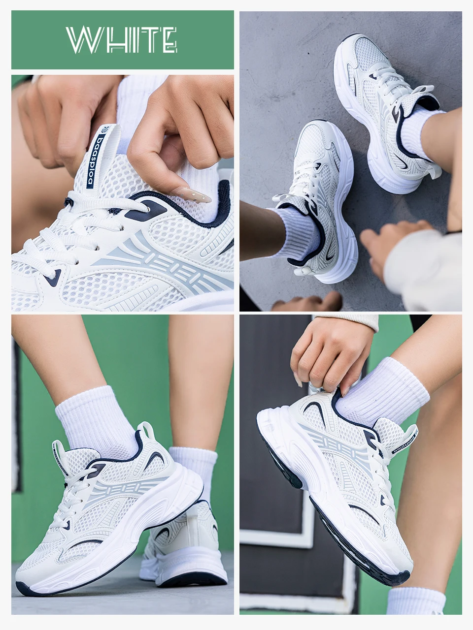 Baasploa Women Running Shoes Lightweight Breathable Sport Shoes For Women Comfort White Sneakers Casual Sneakers Non-Slip
