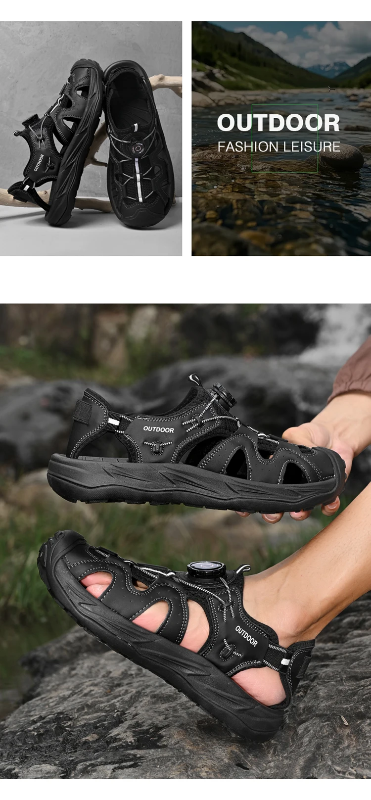 High-quality men's leisure sports sandals summer new breathable outdoor sandals with thick soles and comfortable sandals 38-47