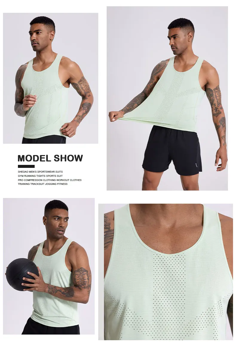 Men Leisure Sleeveless T-shirt Basketball Activewear Fitness Workout Sleeveless Tank Breathable and Quick-drying Running Top