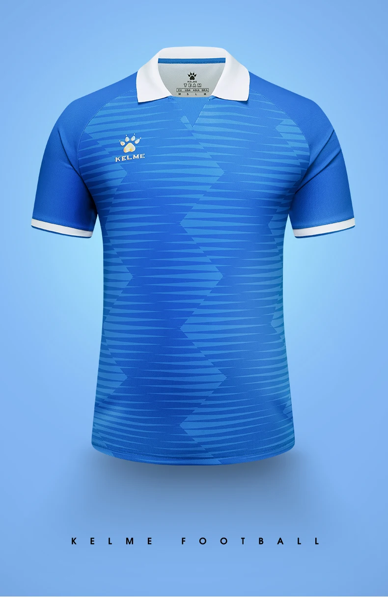 Kelme Soccer T-shirt Sports Leisure Running Gym Exercise Training Elastic Quick Drying Short Sleeve T-shirt Men's Polo Top