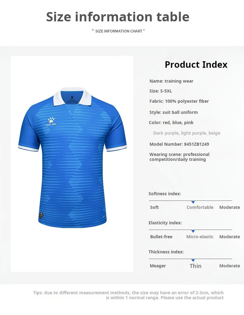 Kelme Soccer T-shirt Sports Leisure Running Gym Exercise Training Elastic Quick Drying Short Sleeve T-shirt Men's Polo Top