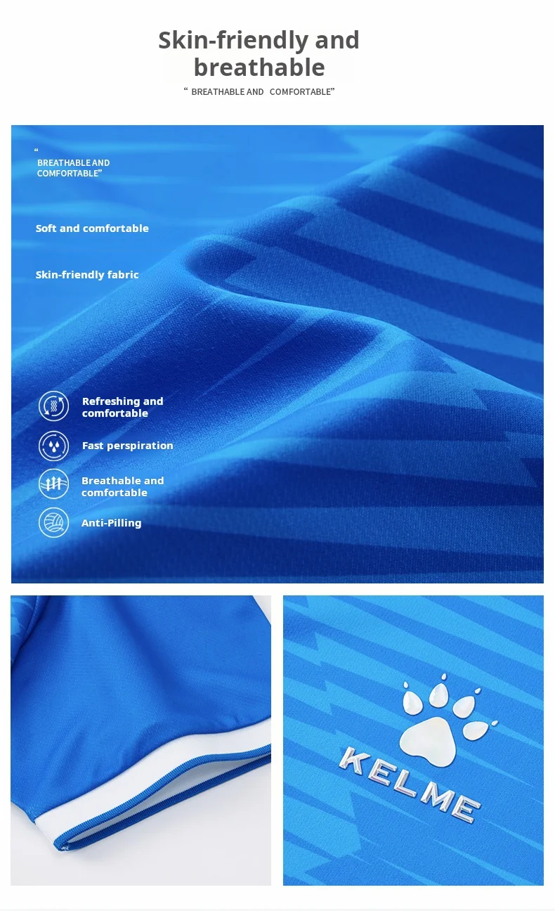 Kelme Soccer T-shirt Sports Leisure Running Gym Exercise Training Elastic Quick Drying Short Sleeve T-shirt Men's Polo Top