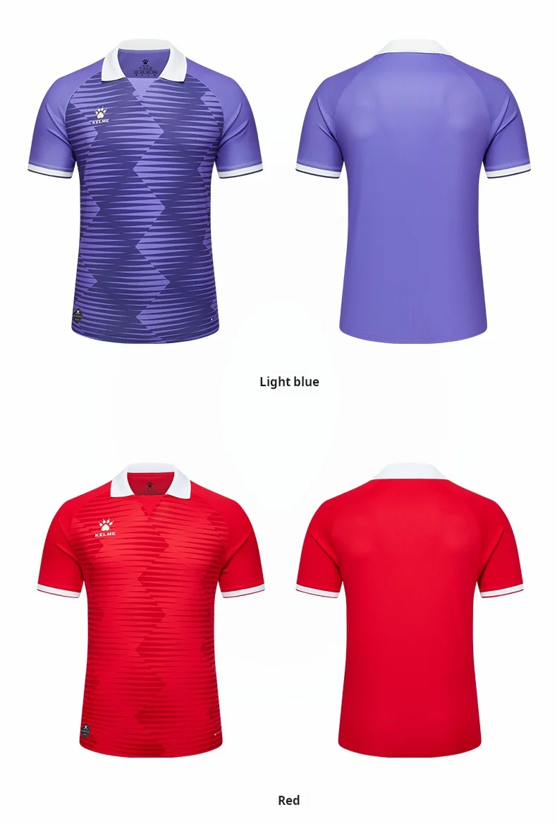 Kelme Soccer T-shirt Sports Leisure Running Gym Exercise Training Elastic Quick Drying Short Sleeve T-shirt Men's Polo Top