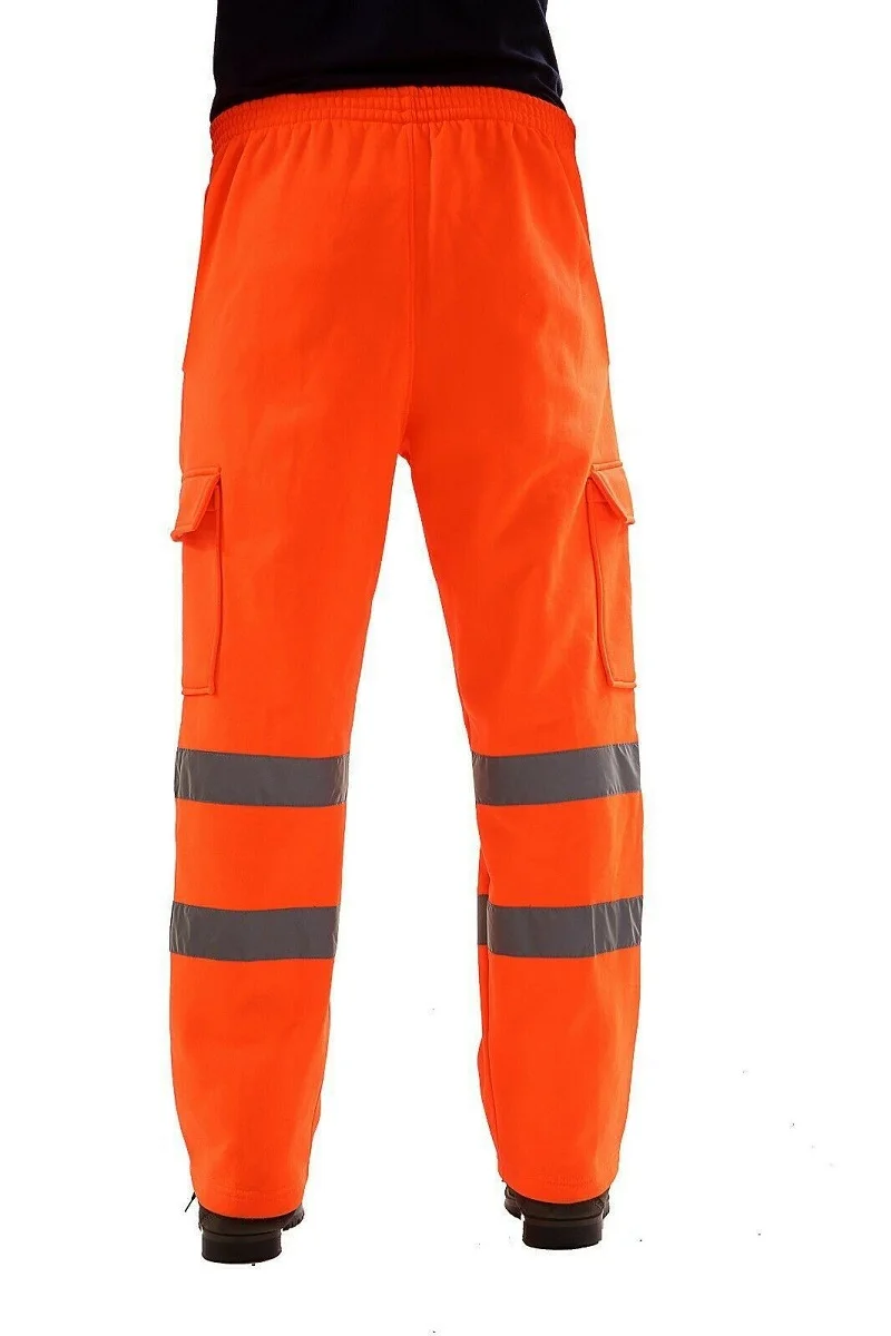 Men's Reflective Warm Fleece Casual Running Pants High Visibility Work Safety Winter Hiking Trousers Bottoms Thick Trekking Ski