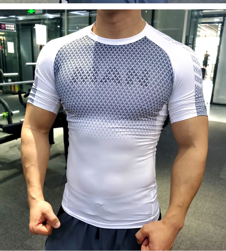 Men Compression T-shirt Male Sporting Skinny Tee Shirt Homme Gyms Running Tight Sweatshirts Fitness Sports Rashguard Plus Size