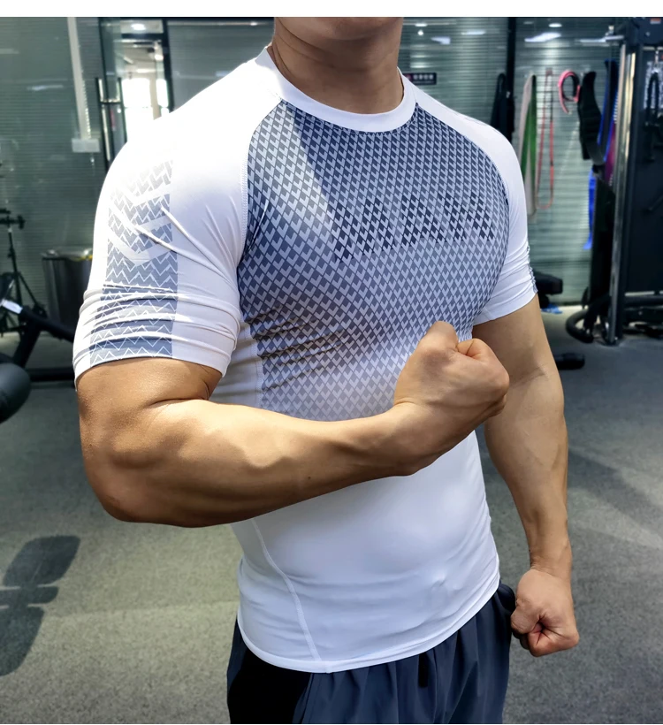 Men Compression T-shirt Male Sporting Skinny Tee Shirt Homme Gyms Running Tight Sweatshirts Fitness Sports Rashguard Plus Size