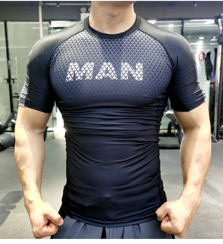 Men Compression T-shirt Male Sporting Skinny Tee Shirt Homme Gyms Running Tight Sweatshirts Fitness Sports Rashguard Plus Size