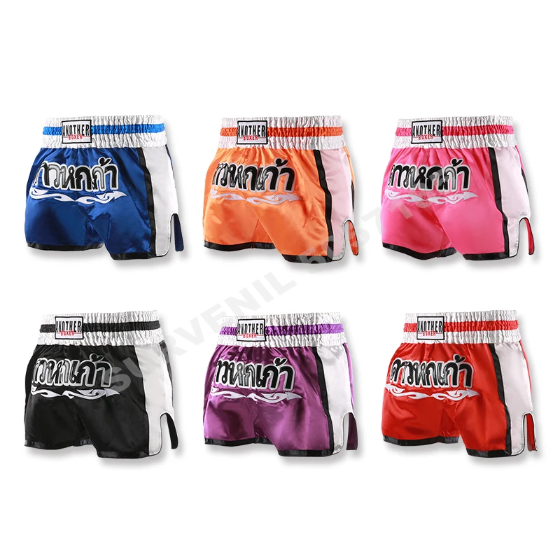 Muay Thai Shorts Men Women Kids Pink Boxing Training Kickboxing Pants Breathable MMA Shorts Combat Martial Arts Fight Clothing