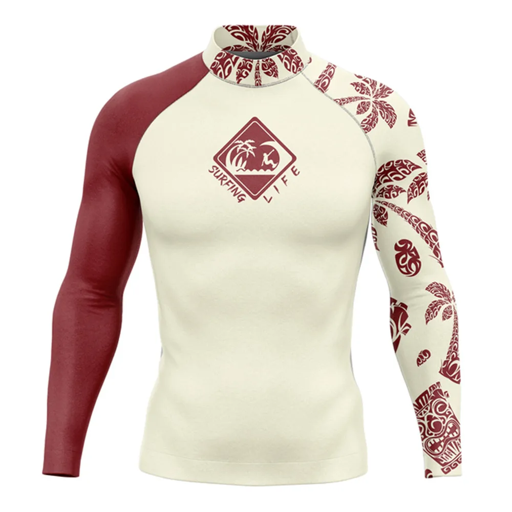 Rash Guard Men's Surfing Long SLeeve Shirts Lycra Surf Traje De Baño Manga Larga Swimsuit Upf 50+ Performance Swimimng Clothing