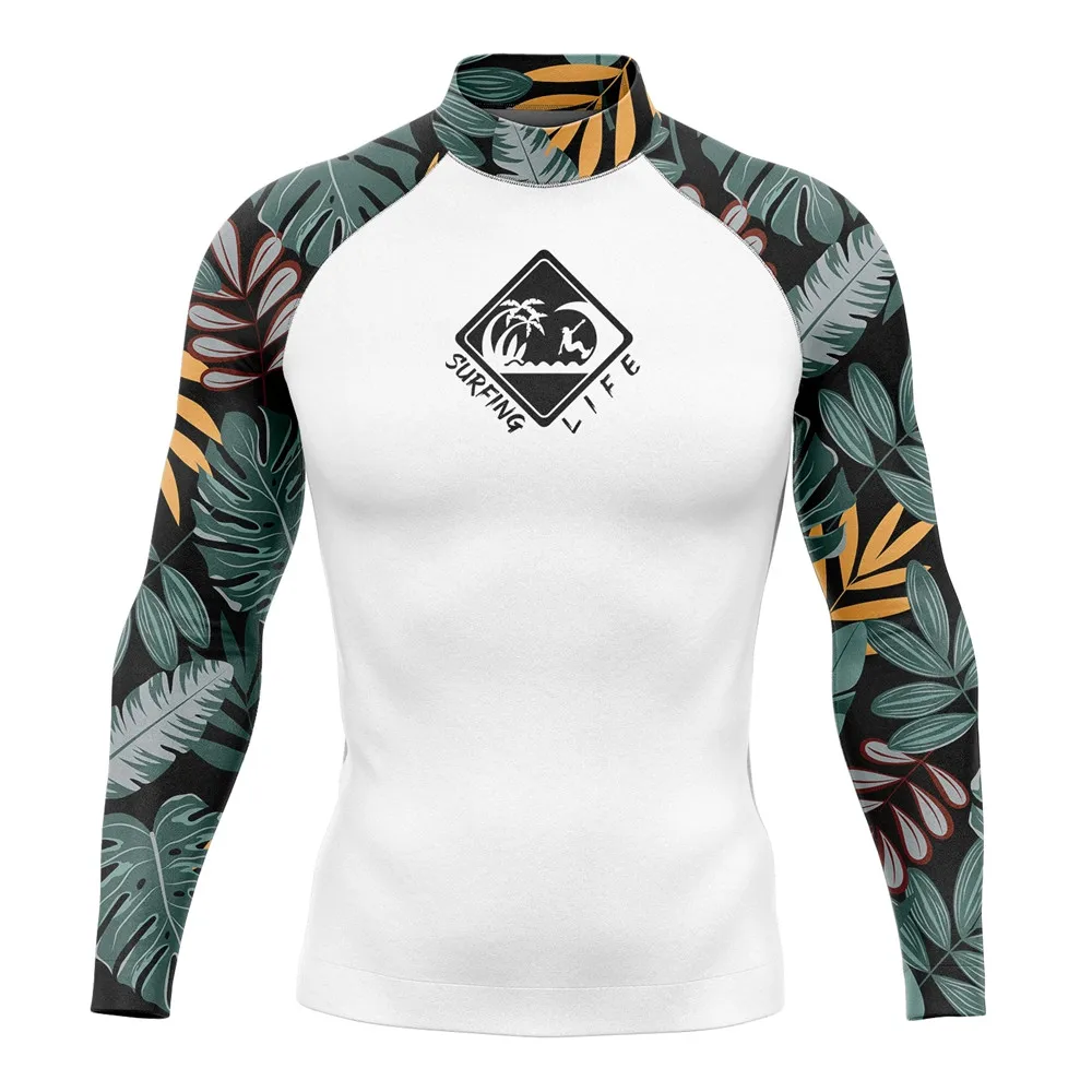 Rash Guard Men's Surfing Long SLeeve Shirts Lycra Surf Traje De Baño Manga Larga Swimsuit Upf 50+ Performance Swimimng Clothing