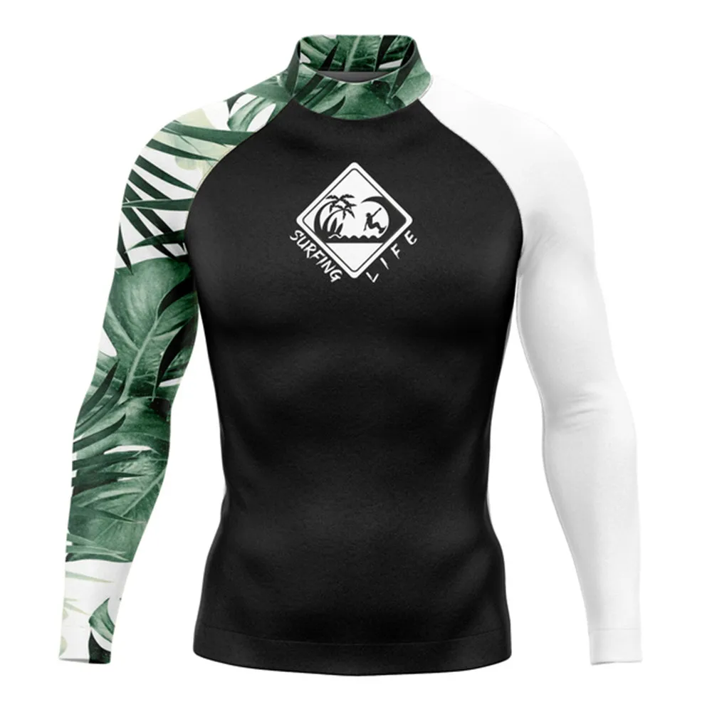Rash Guard Men's Surfing Long SLeeve Shirts Lycra Surf Traje De Baño Manga Larga Swimsuit Upf 50+ Performance Swimimng Clothing