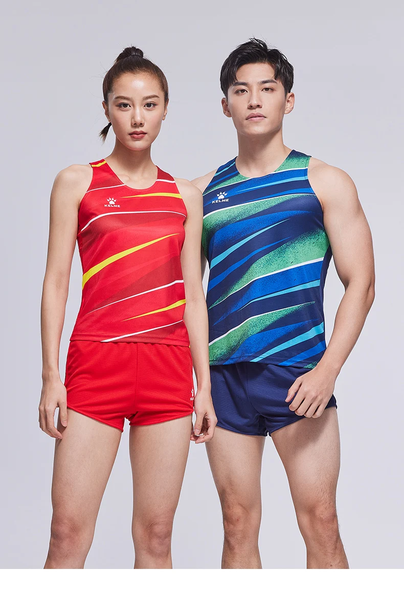 KELME track and field uniforms suits men and women custom made professional competition undershirt sports test sprint training