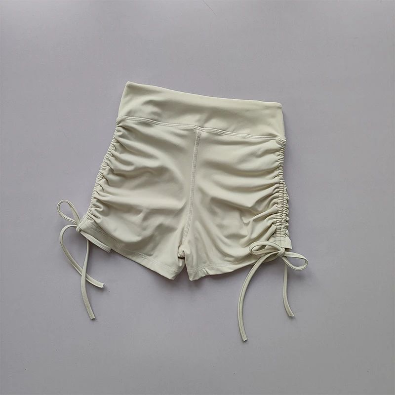 High Waisted Sexy Fitness Shorts Drawstring Straps Quick Drying Running Three Piece Pants Women Peach Buttocks Sports Hot Pants