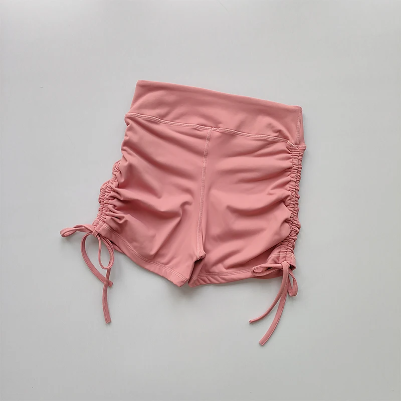 High Waisted Sexy Fitness Shorts Drawstring Straps Quick Drying Running Three Piece Pants Women Peach Buttocks Sports Hot Pants