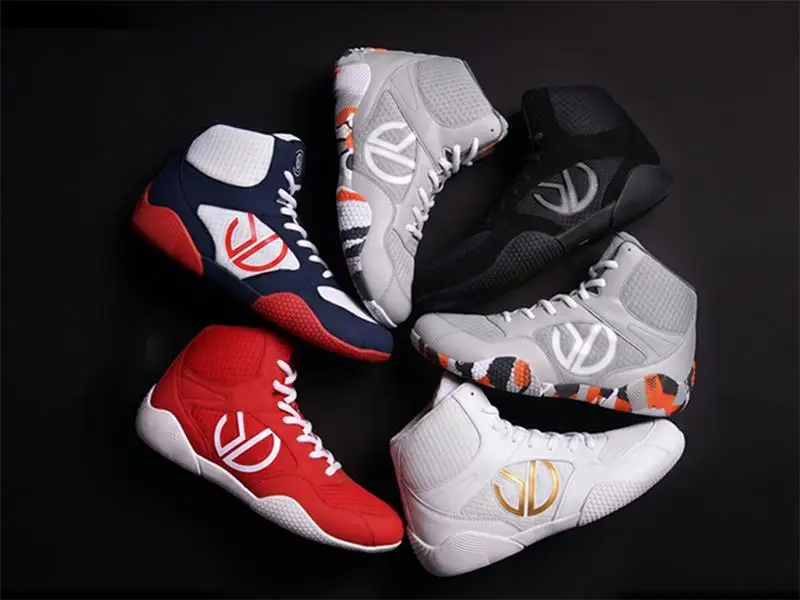 Men Professional Wrestling Boots Breathable Mesh Lightweight Boxing Shoes Non-slip Wear-resisting High Top Fighting  Plus Size