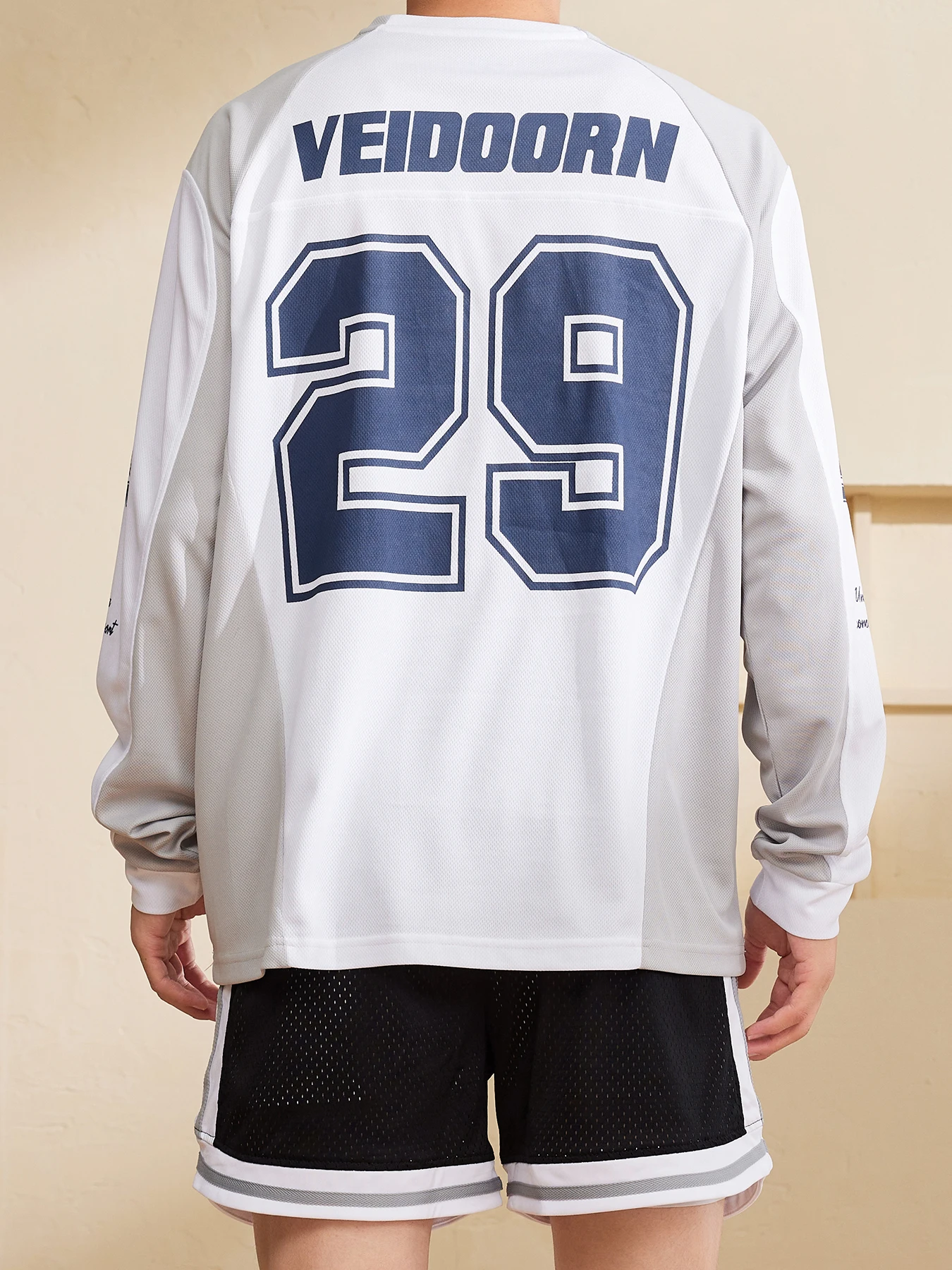 Veidoorn Number 29 Sport Tees for Men 100% Polyester Quick Dry Long Sleeve T Shirt Round Neck Football Jersey