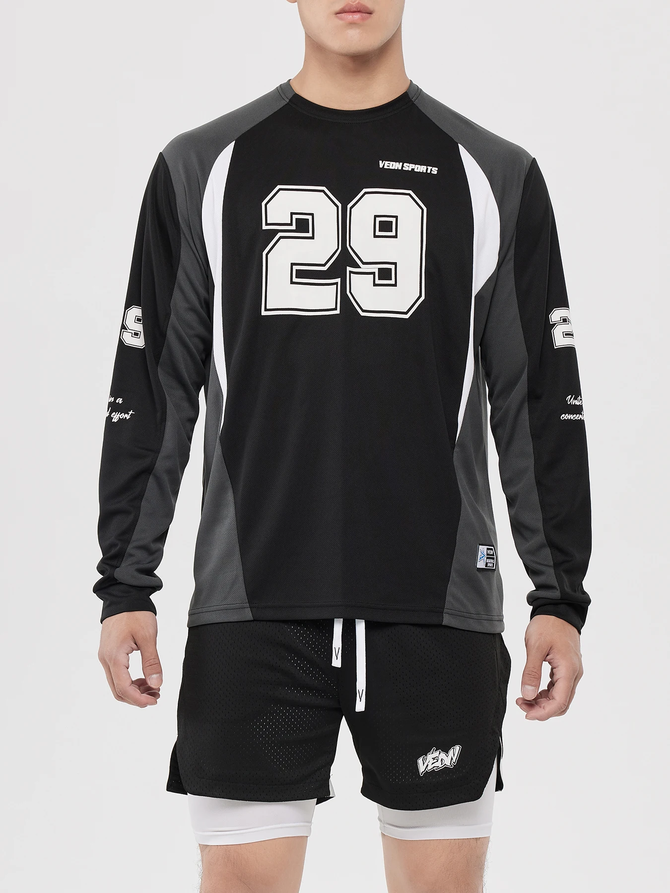 Veidoorn Number 29 Sport Tees for Men 100% Polyester Quick Dry Long Sleeve T Shirt Round Neck Football Jersey