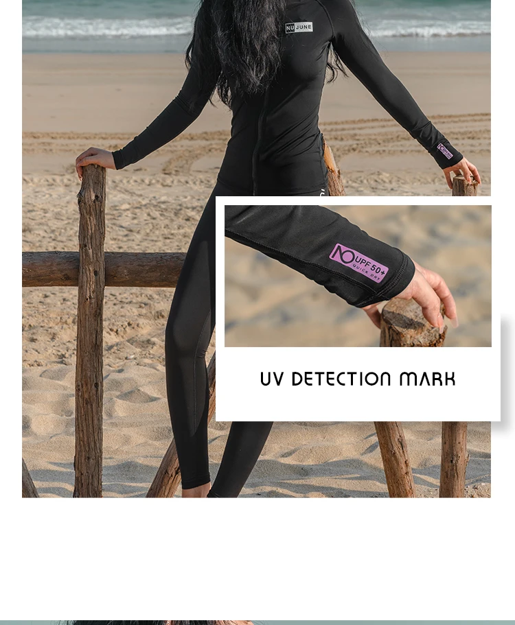 Nu-June Women Surf Top Rashguard Swimming Suit Long Sleeve Zipper Rash Guard Surfing UPF50+ Swimsuit Quick-Dry Top Beachwear